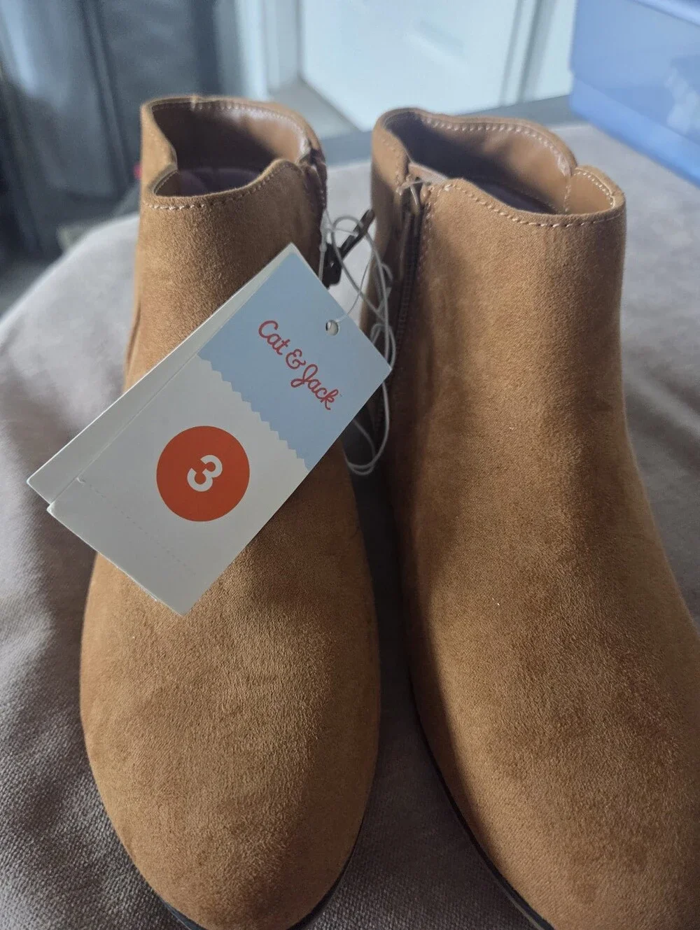 Cat & Jack Girls' Tan Suede Ankle Boots NEW